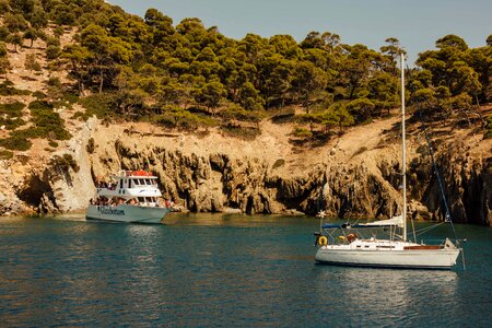 Greece cliff yachts photo