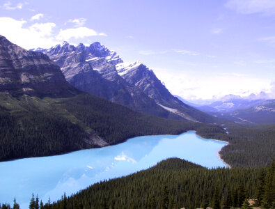 Landscape of Peyto Lake in Banff National Park, Alberta, Canada photo
