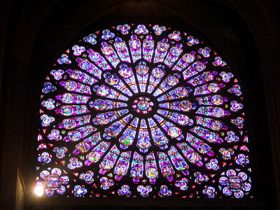 Stained Glass Window in Notre-Dame de Paris photo