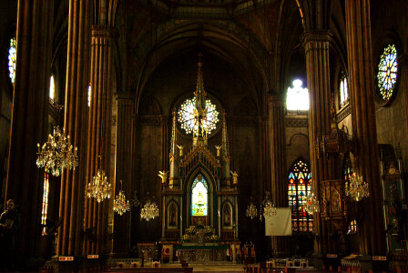 Interior of Basilica Minore de San Sebastian in Manila, Philippines