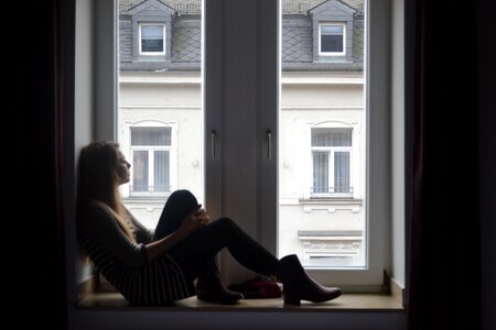 Person building woman