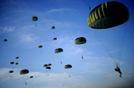 Parachutists floating 82nd airbourne photo