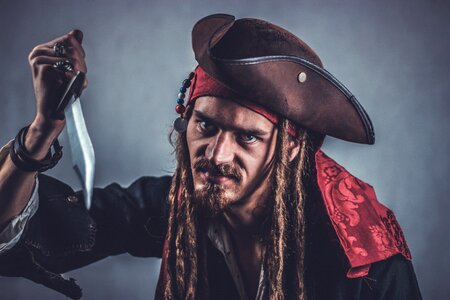 Pirate Costume Man Knife Beard photo