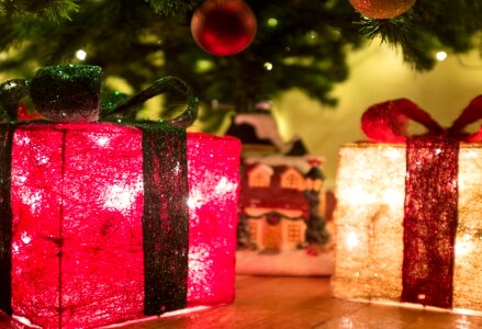 Glowing Christmas Parcel Free Photo photo