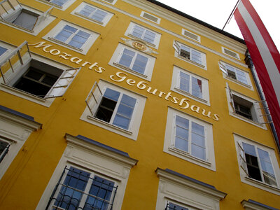 Mozart's birthplace at Getreidegasse 9 in Salzburg, Austria photo