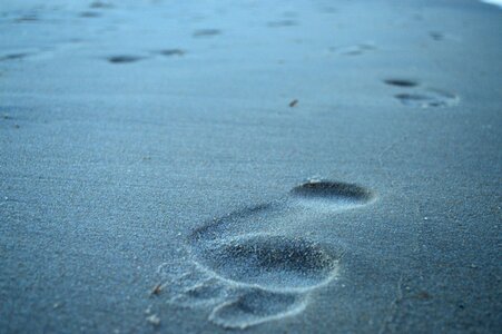 Footprints ocean water