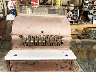 Antiquity cash register historic photo