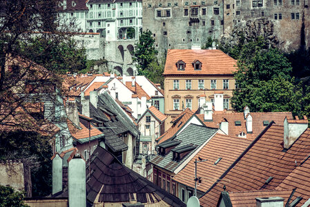 Rooftops of houses in the old town of Cesky Krumlov. Czech Republic