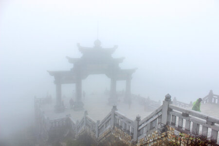 Foggy Temple Entrance photo