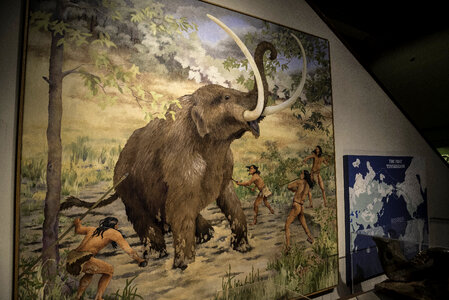Mastodon hunt painting during the stone age in Tennessee Museum photo