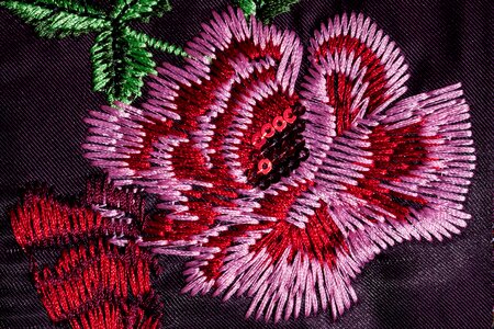 Pull through sewing threads ornate