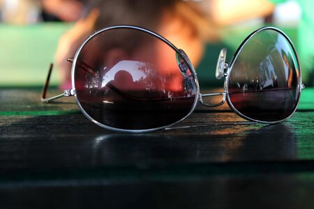 Sunglasses chrome close-up photo