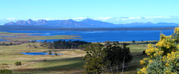 Moulting Lagoon and Great Oyster Bay in Tasmania, Australia photo