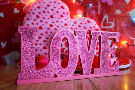 Pink hearts lights photo