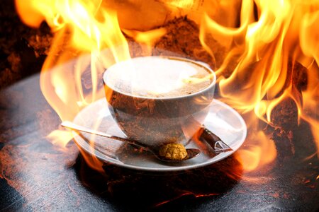 Heat coffee cup cappuccino photo