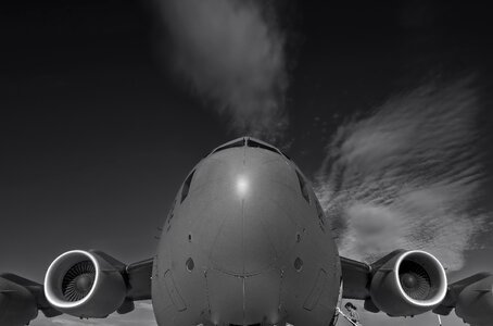 Aircraft jet black and white photo