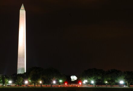 Washington monument jefferson memorial lights