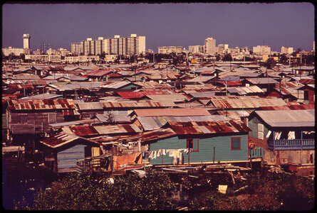 Shanty town along the Martín Peña Canal, 1973 in San Juan, Puerto Rico photo