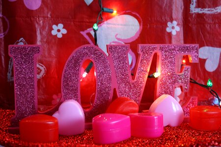 Pink hearts lights photo