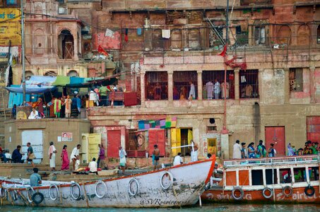 Morning view of Ganges river in Varanasi, India photo