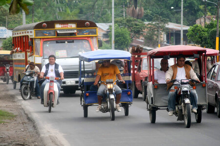 Traffic on Abelardo Quiñonez Avenue  in Iquitos in Peru
