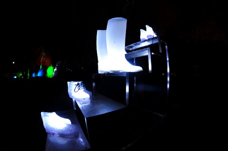 Art-installation – Illuminated shoes and stair photo