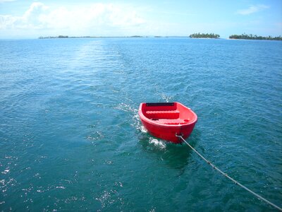 Red ship ocean
