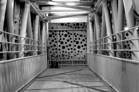 And white gray bridge