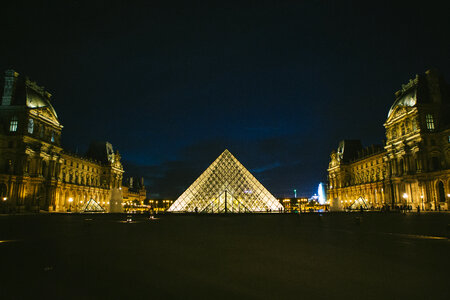 The Louvre Palace and the Pyramid by Night photo