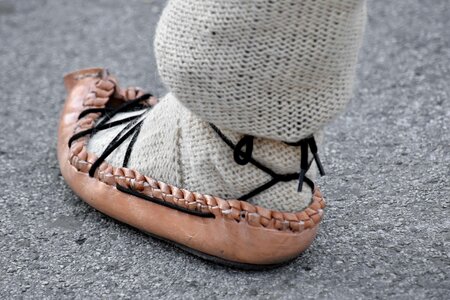 Leather shoe shoelace photo