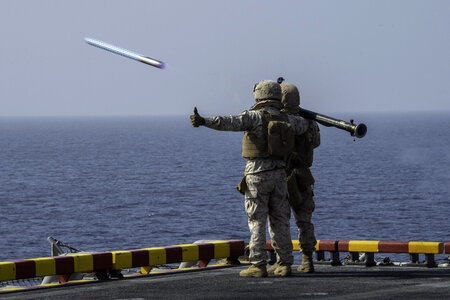 Stinger troop missile launcher on the flight deck