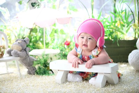 Headphone pink hat polar bear