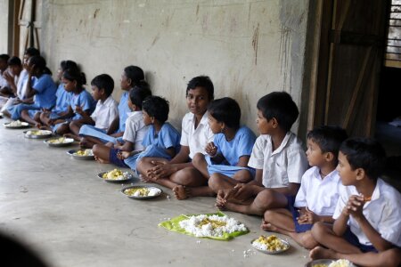 Girls eating meal