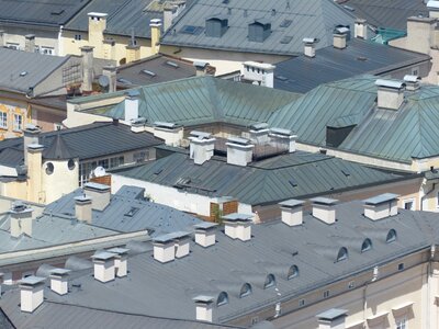 From above fireplaces chimneys