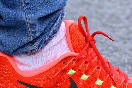 Jeans leg pinkish