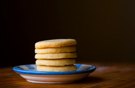 Stack of cookies on the plate photo