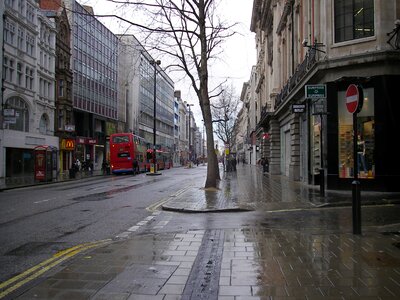 City pavement wet photo