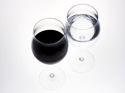 Red wine transparent shiny photo