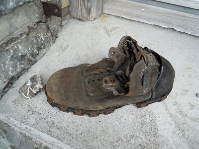 Hiking shoes worn broken