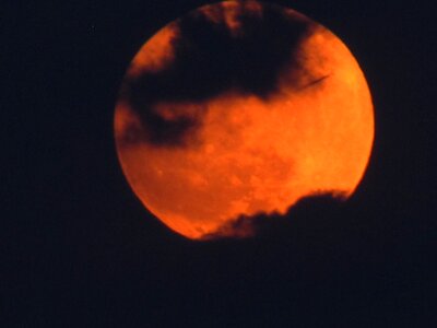 Full moon clouds veil night