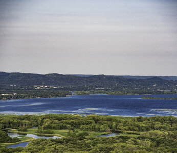 Hills, water, and pockets of water along the Mississippi River photo