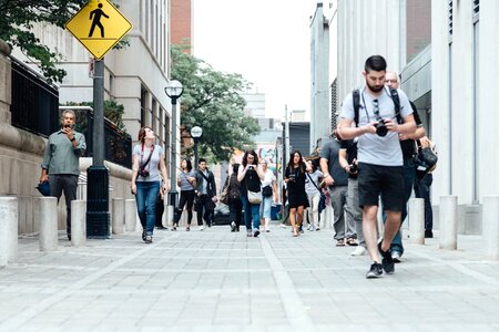 Crowd road sidewalk