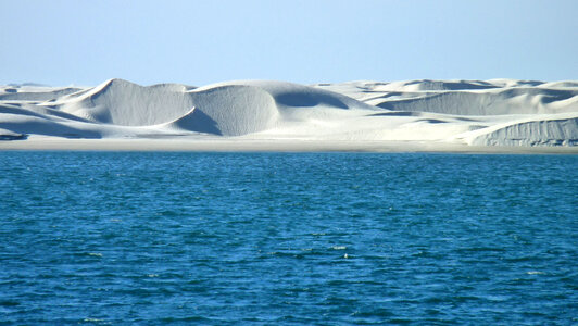 Sand Dunes on the shoreline in Baja California photo
