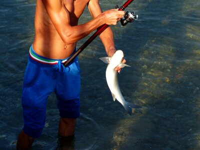 Person fishing rod fishhook photo