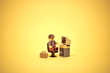 Office clerk with old style PC photo