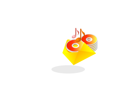 Yellow compact disk into envelope