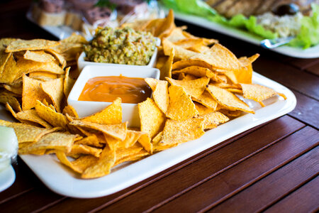 Tortilla chips with salsa photo
