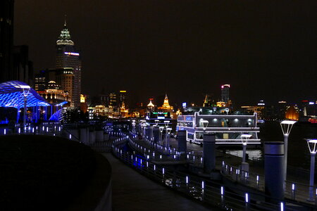 shanghai skyline at night photo