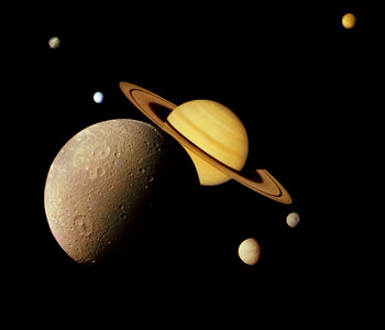 Saturn and its moons photo