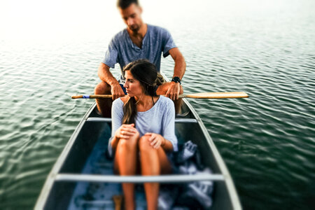 Couple in Canoe Boat photo
